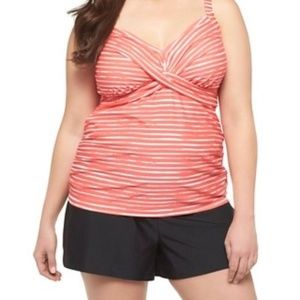 Ava & Viv Coral Striped Tankini Top